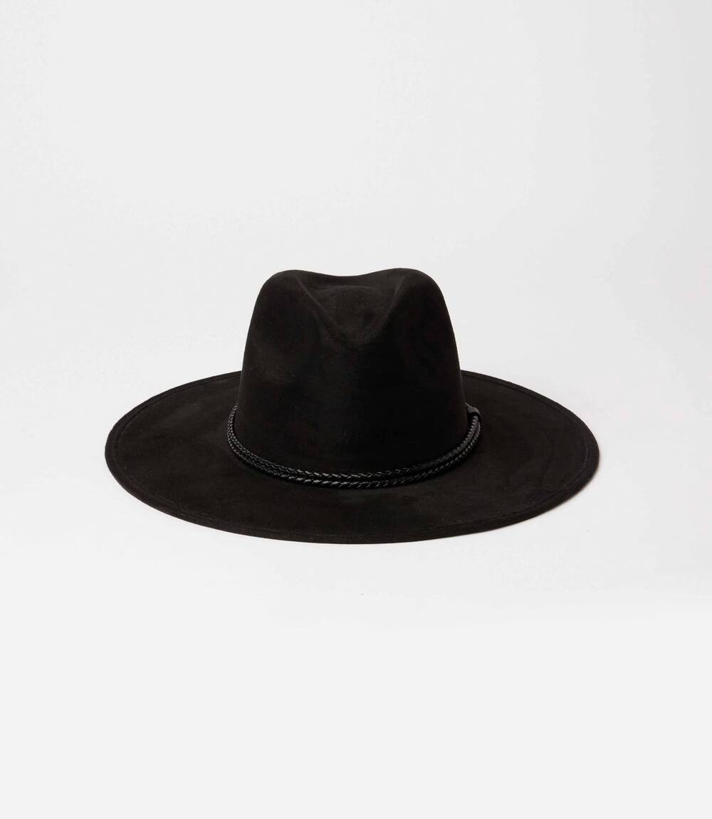 NEW ASN women's braided trim fedora hat in black